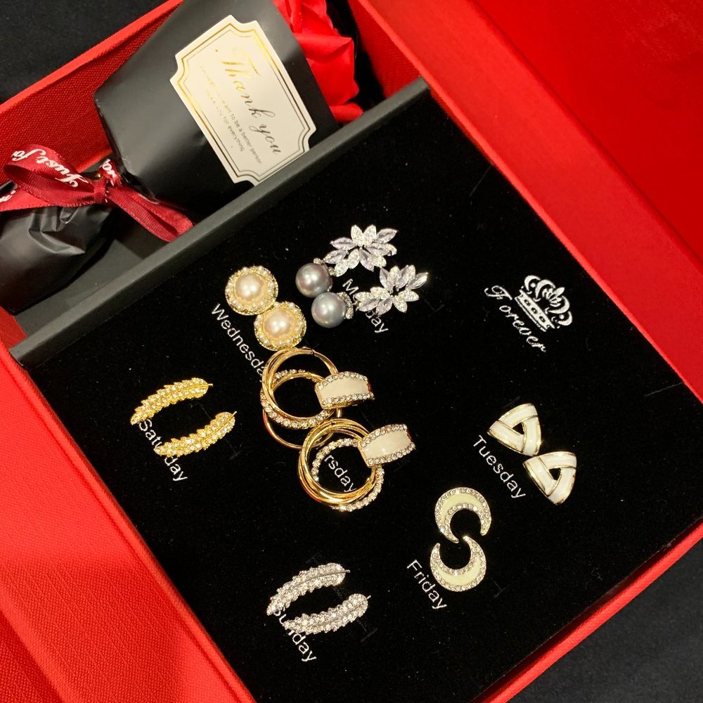 7 Days of the Week Earrings Set Weekly Jewelry Gift Set